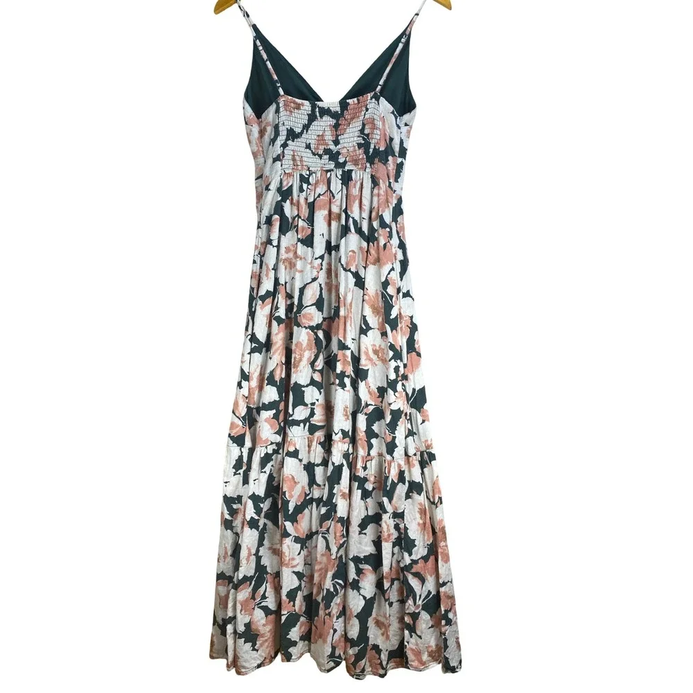 Abercrombie & Fitch Floral Linen Blend Maxi Dress Small Cottagecore Romantic